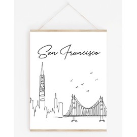 San Francisco City Skyline CityScape Wall Art - 11x14 UNFRAMED, Minimalist Line Art Black & White Decor Prints. A Perfect Gift for Anyone Who’s Ever ‘Left Their Heart in San Francisco”!