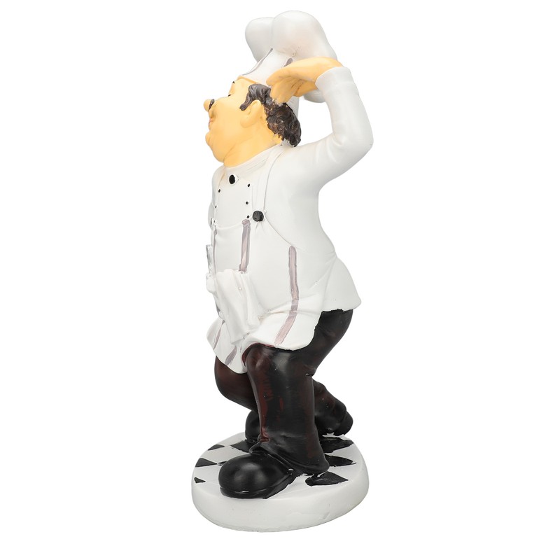 French Chef Figurine 30x14x11cm Resin Funny Chef Sculpture Kitchen Restaurant