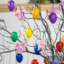 com-four® Colourful Easter Eggs for Easter Decoration, Coloured Plastic Eggs for Easter, Easter Eggs for Hanging