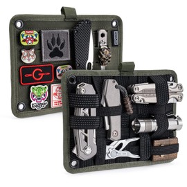 TACTICAL GEEK TCM EDC Organiser Board, Backpack, Non-Slip Elastic Woven Board for Travel Equipment, Elastic Grid Organiser for Electronics Accessories, Travel Cables, Chargers and More, Green
