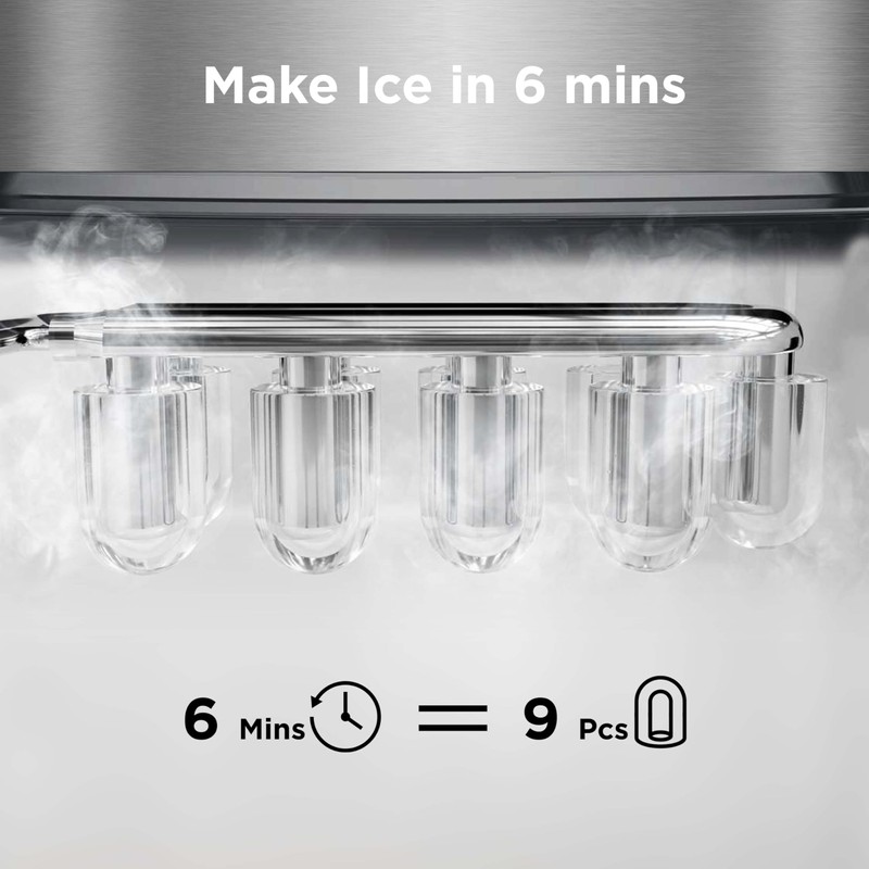 Silonn Countertop Ice Maker, 9 Ice Cubes in 6 Mins,