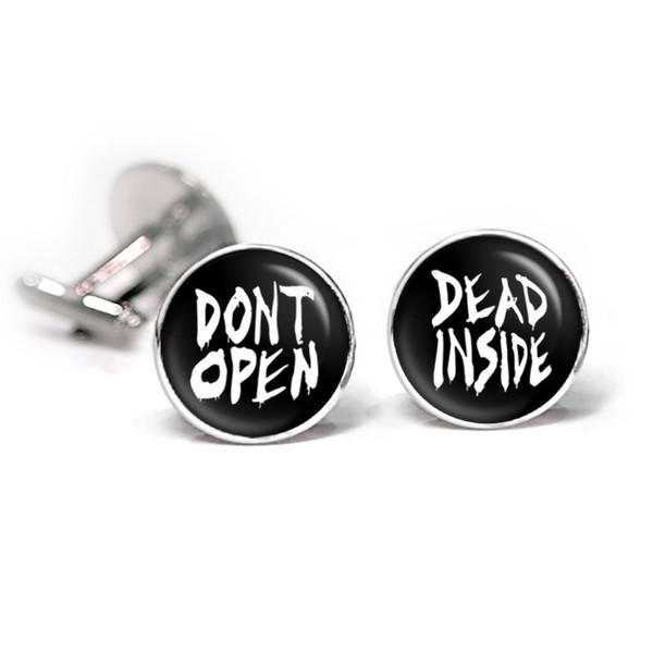 SharedImagination Don't Open Dead Inside Cufflinks, Walking Dead Tie Clip,