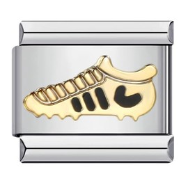 Gold Football Boot Soccer Rugby Cleat Charm Silver Italian 9mm Link Stainless Steel Bracelet Charm Compatible With Nomination 9mm Bracelet