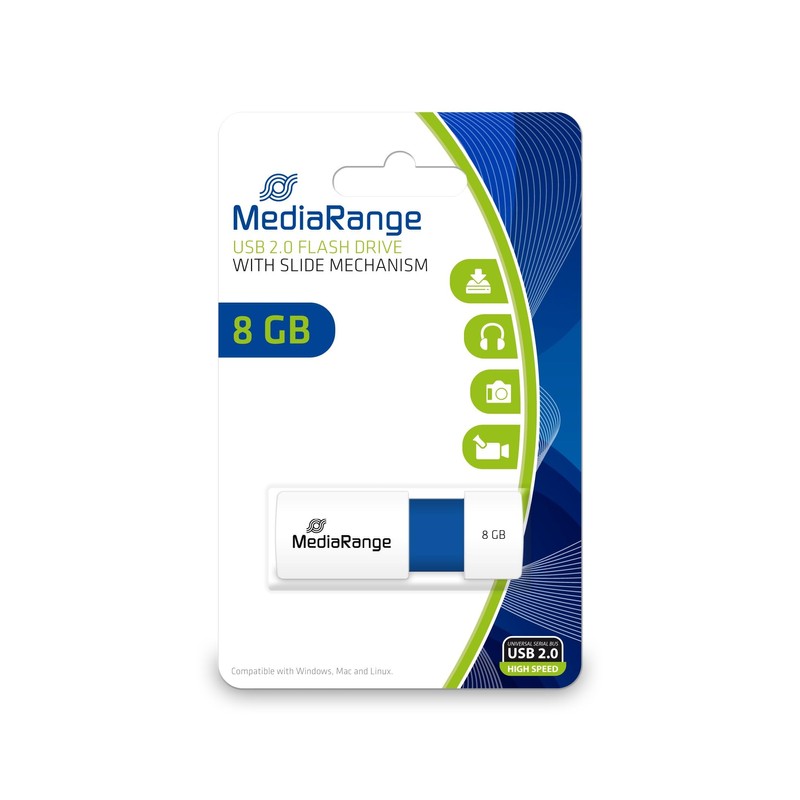 MediaRange MR971 8 GB USB 2.0 White USB Flash Drive