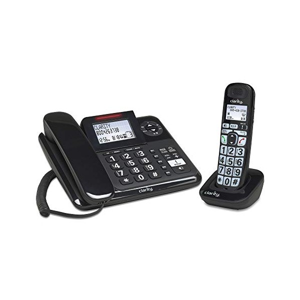 Clarity 53727 DECT 6.0 E814CC Amplified 40dB Cord/Cordless Combo Unit Phone, Black (53727.1)