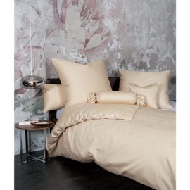 Janine Maco Satin Bolster Cushion Cover Plain Colours Diameter 15 x 40 cm Sand