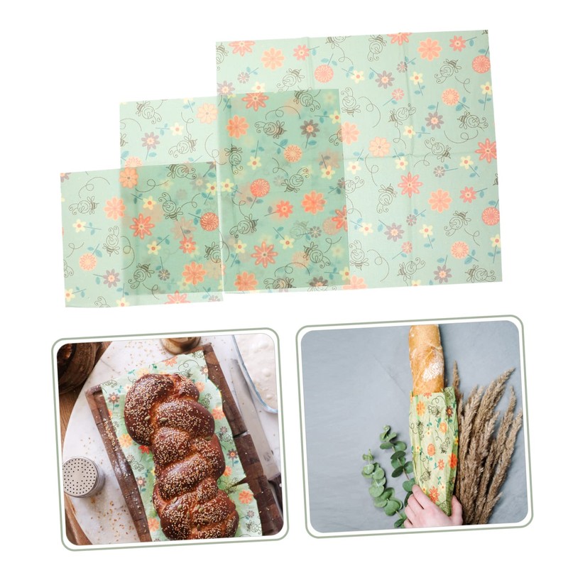 KOMBIUDA 3pcs Beeswax Food Wraps for Bowl Reusable Food Preservation