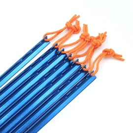 ZONADAH 20Pcs in Set Camping Tent Pegs Stakes Set 7" (18cm) Long Ultralight 7001 Aluminum Alloy - 3 Guy Points – Blue with Storage Bag
