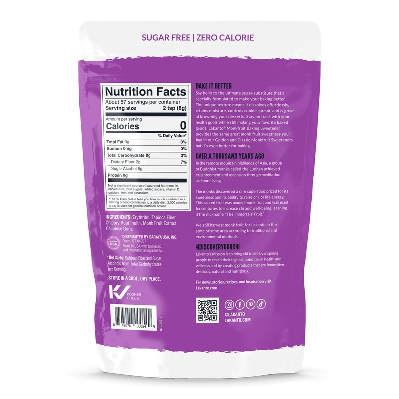 Lakanto Baking Monk Fruit Sweetener with Erythritol - Baking Sugar