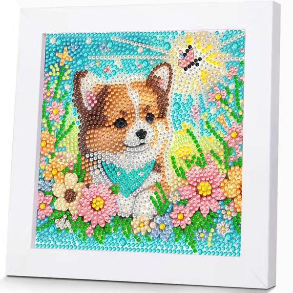 GOUGOUFAFA Dog Diamond Art for Kids with Frame- Small Diamond