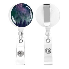 Badge Reels Retractable,Id Badge Holders Retractable,Badge Clips Retractable ID Card Holder for Teacher, Student, Office Worker(Galaxy Space Forest)