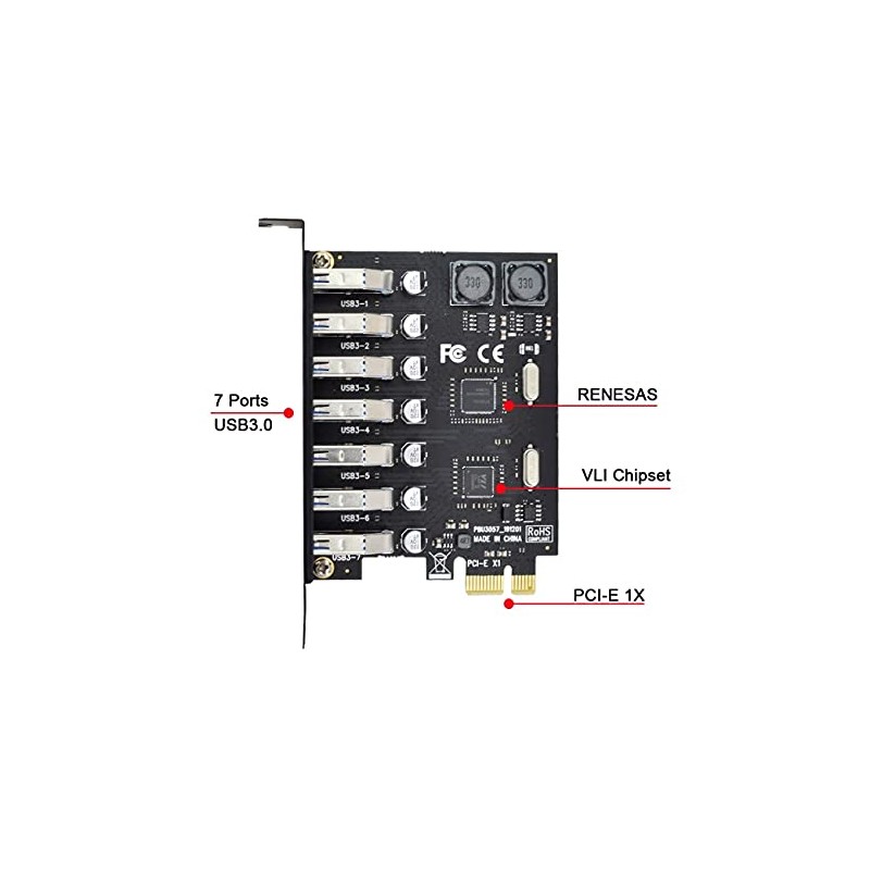 NFHK Adaptador de tarjeta de expansión PCI-E a USB 3.0