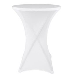 ANMINY Cocktail Table Cover 24 x 43 in Spandex Stretch Table Cover for Round High Top Highboy Bar Tables Decorative Four-Way Fitted Tablecloth for Wedding Party Banquet - 1 Pack, White