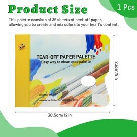 ASTIMESA 36 Sheets Tear Off Palette Paper Pad with Thumb Hole, 9 x 12 Inch Disposable White Paint Palette Paper, Artist Painting Mixing Palette Paper for Oil Acrylic Watercolor (A4)