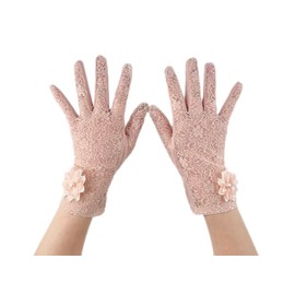 Howriis Women Lace Floral Gloves Short Summer Touch Screen Driving Gloves, Pink, One Size