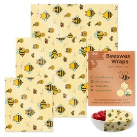 Reusable Beeswax Wraps For Food (3 Sizes S,M,L) Sustainable Food Storage,Bees Wax Wraps Reusable for Fruits, Vegetables, Bread, Cheese and More