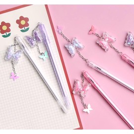 YYaaloa 24pcs Butterfly Gel Ink Writing Pens 0.5 mm Black Ink Fun Kawaii Pens Bulk for Kids Office School Supplies (Butterfly 24pcs)