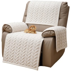 Eismodra Armchair Protector, Armchair Cover for Relaxing Chair, Non-Slip Armchair Cover, Armchair Throw, Sofa Protector Cover with Armrest, Chair Cover for TV Chair, Pets (Cream White, Set of 4)