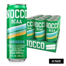NOCCO Zero Sugar BCAA Drink, Caribbean- 12 Fl Oz (Pack of 12) - 0mg Caffeine, Sugar Free with Branched Chain Amino Acids, Carbonated & Low Calorie, B Vitamins, Grab & Go Performance Beverage