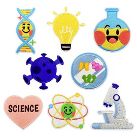 8PCS Science Iron on Patches Sew on Repair Embroidered Applique Patches Iron on Patches for Clothing, Bags, Hats, Jackets, Jeans, Accessory Craft, DIY Christmas Decoration Arts Craft Sew Making