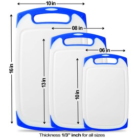 Cutting Boards for Kitchen - Plastic Cutting Board Set of 3, Chopping Board, Cutting Boards for Kitchen Dishwasher Safe, 3 Pack with Large, Medium and Small Cutting Boards, Blue