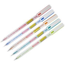 NATARAJ Funkies Ballpoint Pens, BLUE, 0.7mm Fine Point, Pack of 5, Pastel Body, Smooth Writing, School Office Home Use, ZOFAX Black Ball Pen
