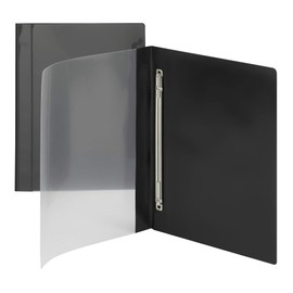 Smead 87410 - Cubierta frontal transparente para informes, cierre lateral de metal con compresor, capacidad de 1/2 pulgadas, tamaño carta, negro, 10 por paquete