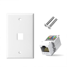 ZOERAX Ethernet Wall Plate Outlet, 2 Pack Tool-Less RJ45 Keystone Jack, No Punch-Down Tool Required Module Coupler Cover RJ45 Wall Plate, White ﻿