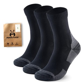 PANDA FOOD Premium Bamboo Outdoor Walking Socks | Anti-Blister Warm and Breathable Socks for Work or Hiking | Unisex Men and Women | 3 Pack UK | Charcoal | 7-12