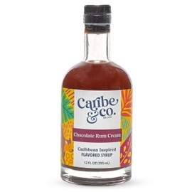 Caribe & Co., Chocolate Rum Cream Flavored Syrup- All-Natural Coffee Syrup, Great for Cocktails, Mocktails, Lattes, Desserts, & More, No Artificial Flavors or Sweeteners - 1 Pack, 16oz