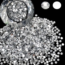 Wholesale Bulk Bag 5000PCS 3mm Resin Flat Back Rhinestone, Clear Crystal Round Non Hotfix Flatback Resin Rhinestones for Nails, Tumblers, DIY Bling Embellishments, Loose Glitter Crystal Diamond Stone