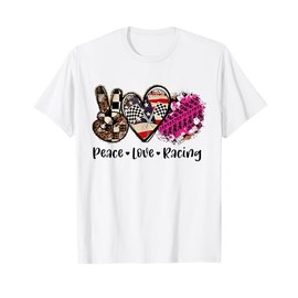 Peace Love Racing For Men Women Boys Girls Graphic T-Shirt