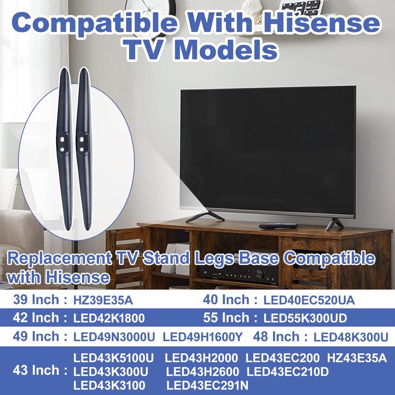 1 Pair TV Legs compatible with Hisense 39"–55" TV,with Full