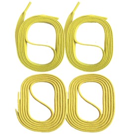 SNORS 2 Pairs of Waxed Round and Flat Shoelaces, 18 Colours, 45-150 cm, Tear-Resistant, Stable, Cotton Shoe Laces for Business, Leather Shoes, Boots, yellow