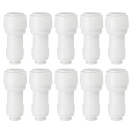 PATIKIL Water Purifier Straight Union Connector 3/8" OD to 1/4" OD, 10 Pcs Quick Push to Connect Tube Fittings for RO/DI Reverse Osmosis Water Filter Purifier Plumbing System, White