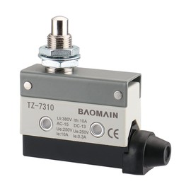 Baomain Limit Switch Panel Mount Push Plunger Momentary Type SPDT 1NC+1NO AC DC 380V 10A Micro Switch TZ-7310 (1PCS)