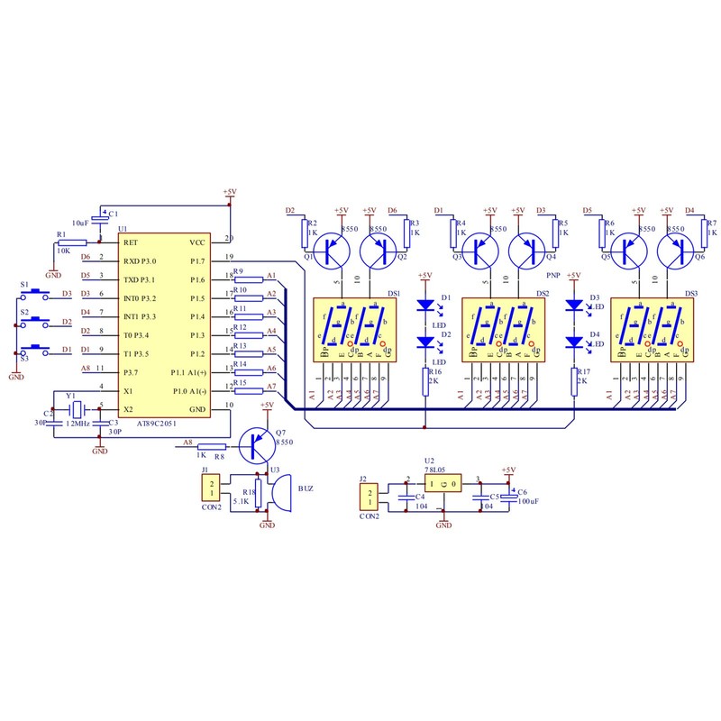 Gikfun 6 Bits Digital LED Electronic Clock DIY Kits PCB