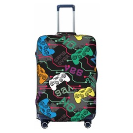 Lukbfall Joysticks Gamepad Luggage Suitcase Covers Elastic Washable Cool Gamer Slogan Game Theme Luggage Protector Travel Suitcase Protective Cover For Kid And Adult, Xl (Fit 29-32 Inch Luggage)