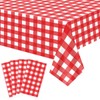 4 Pcs Red Plaid Tablecloth Plastic Red and White Checkered