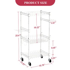 VOPEAK Home Gym Storage Rack with Wheels, Yoga Mat Storage Organizer for Kettlebells, Dumbbells, Resistance Bands, Space Saving 2-Tier Weight Rack for Home Gym, Garage, Easy to Install (3Tier-White)
