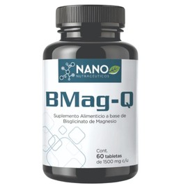 NANO NUTRACÉUTICOS Bisglicinato de Magnesio. 60 tabletas con 200mg de bisglicinato de Magnesio por porción.