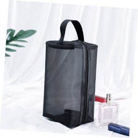 FOMIYES 3pcs Portable Mesh Cosmetic Bag Set Large Medium and Small Zippered Makeup Pouches for Women and Girls Travel-Friendly Storage for Cosmetics Jewelry and More Black