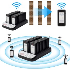 WWMFS Restaurant Pager System 20, Pagers for Restaurants, Wireless Social Distance Restaurant Waiting Buzzer System, Guest Calling Pagers, with Vibration,Flashing and Buzzer, for Restaurant, Church