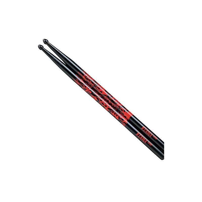 Tama 7a Rhythimic Fire Red Black Lacquered Stick Drumsticks