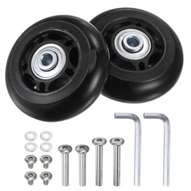 sourcing map Replacement Luggage Wheels 64x24mm Suitcase Wheel Repair Kits Include 2 PU Bearing Wheels & Washers, Wrenches & Axle Screw for Trolley Bag, Inline Skate and Caster Board
