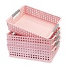 4 Pack Plastic Storage Basket with Handles, Wide Shallow Organizer