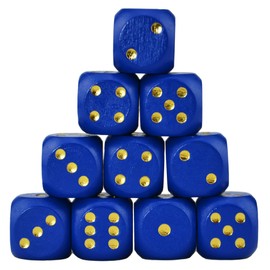 StarMall Set of 10 16MM Six Sided D6 Round Wooden Dice Set (Blue)