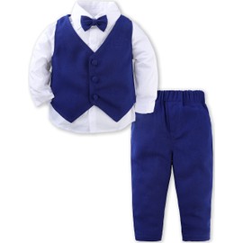 A&J DESIGN Baby Boy Dress Clothes Gentleman Wedding Outfit Formal Tuxedo Suit Royal Blue 12-18 Months