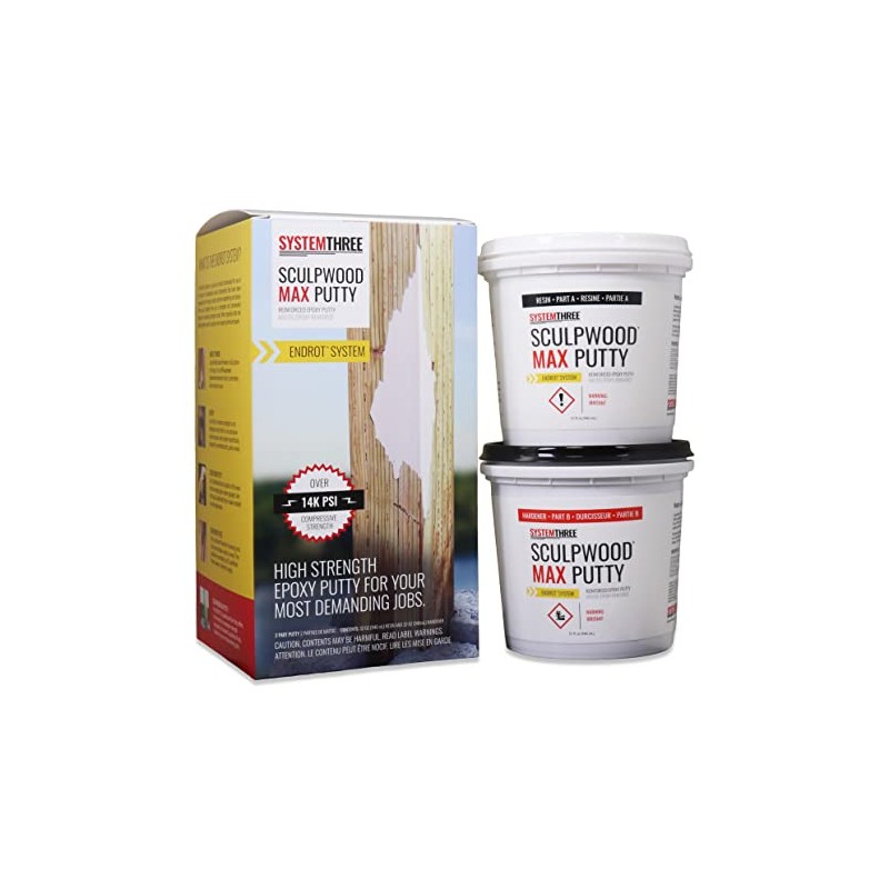 System Three SculpWood Max Putty Epoxy Wood Filler, 1/2 Gallon