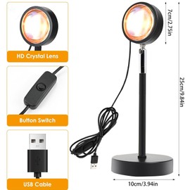Sunset Lamp, Sunset Lamp, USB Port Sunlight LED Projector, 180° Rotation Sunset Projection Lamp, Selfie/Photography/Party (D)